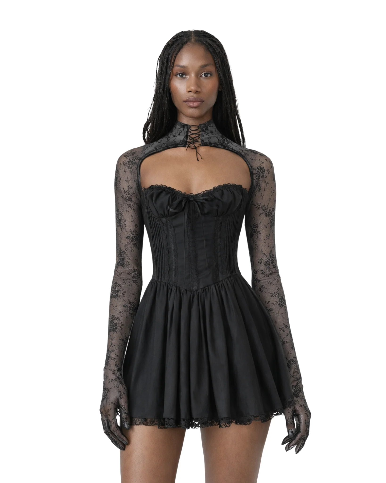 ANISE One Piece Long Gloves in Black - Image 2