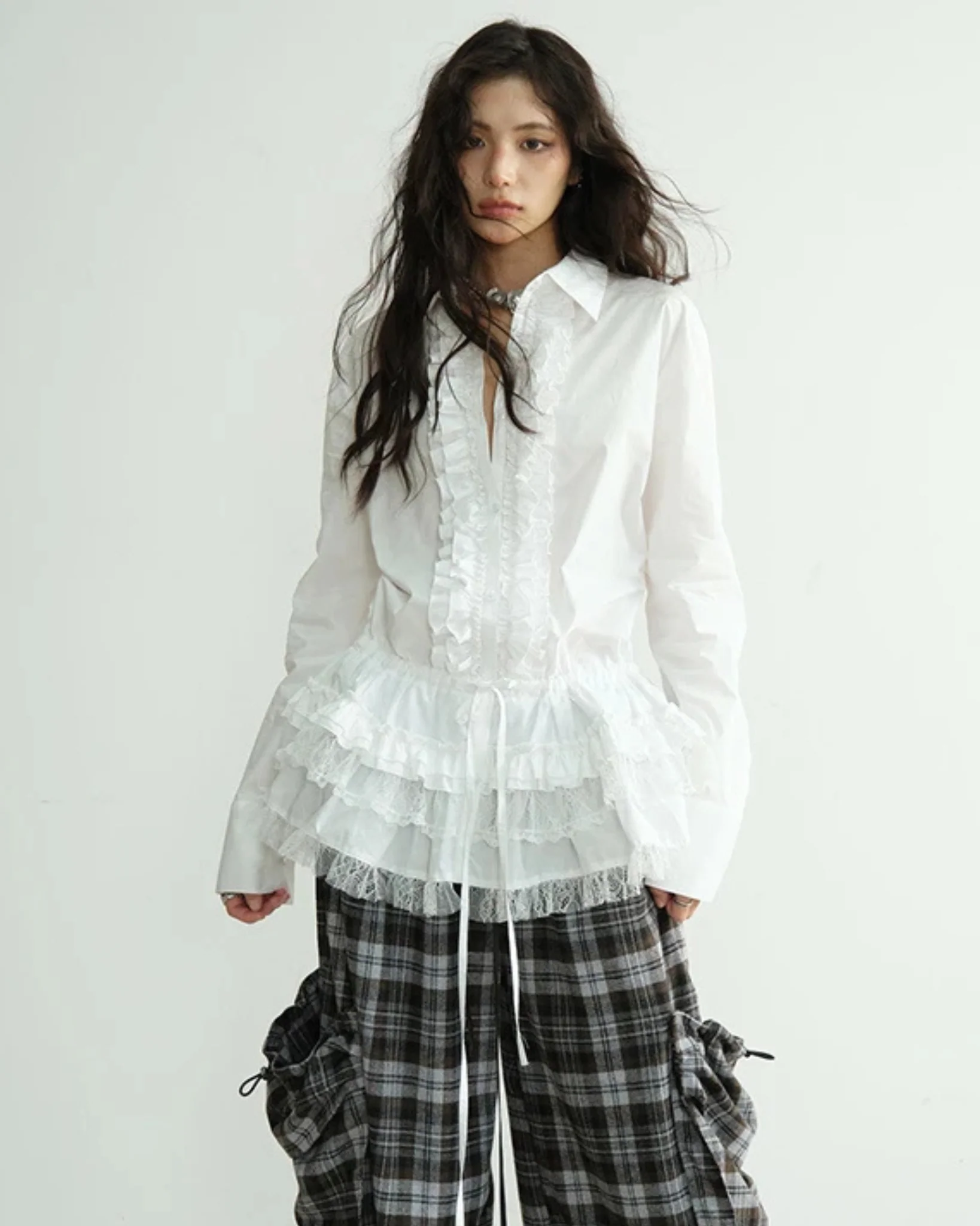 Anka White Lace Ruffle Shirt - Image 4