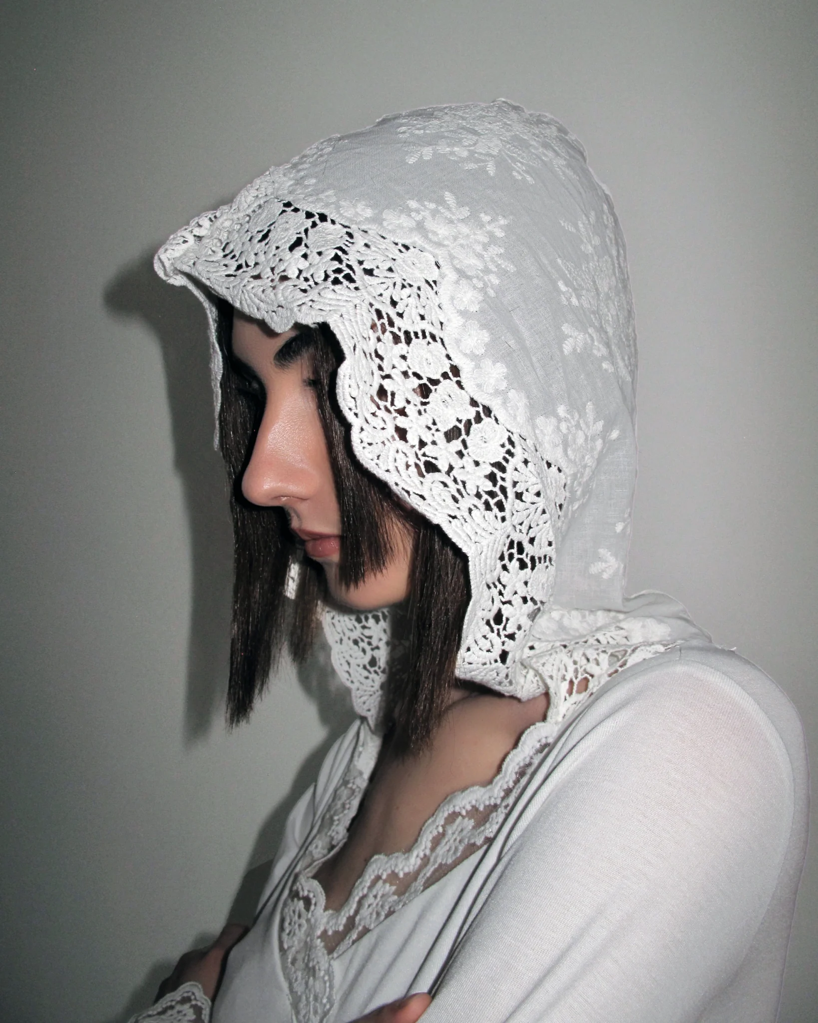 BELL White Lace Hooded Wrap Top - Image 2