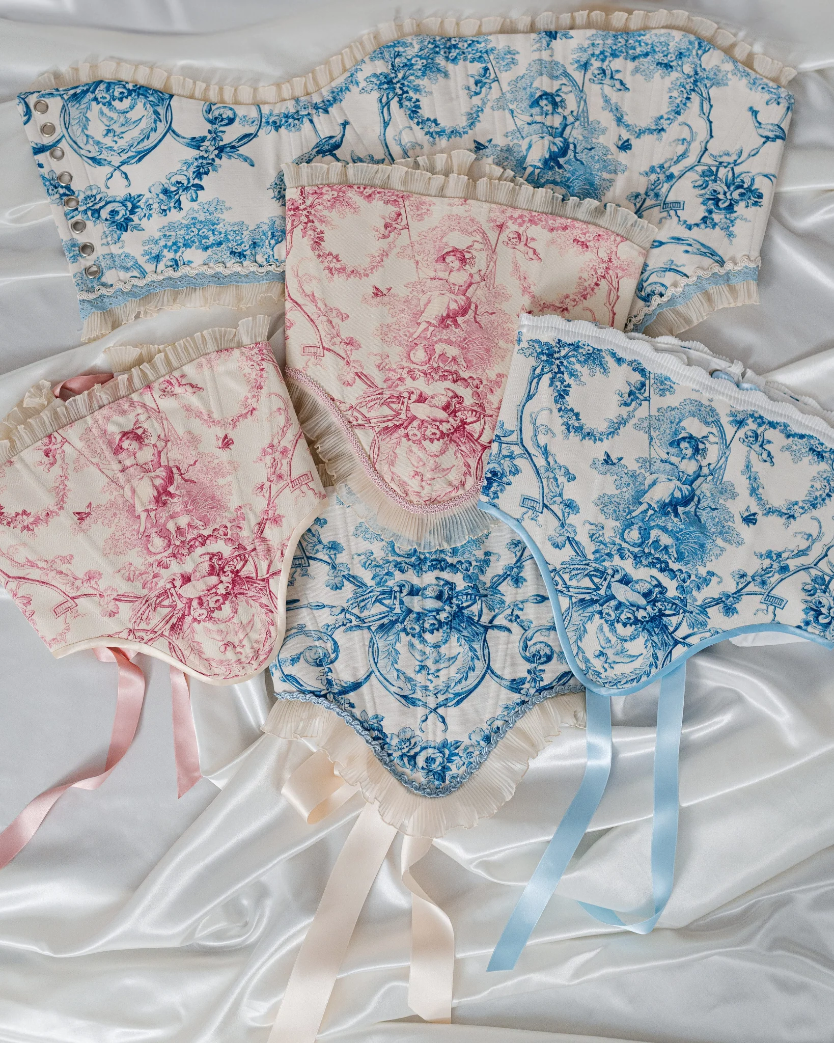 Corset Toile de Jouy – Pink Pleated Ruffle - Image 10