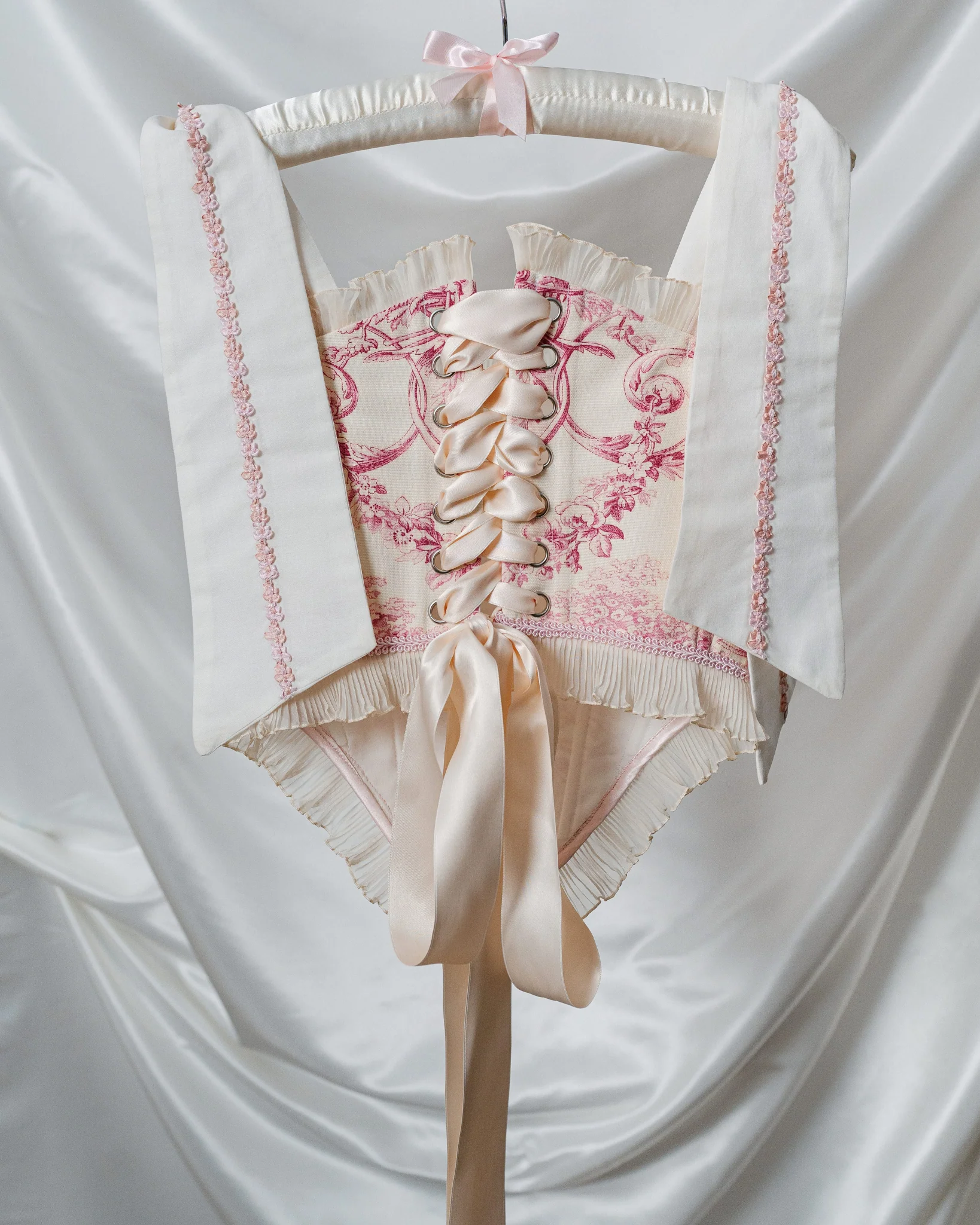 Corset Toile de Jouy – Pink Pleated Ruffle - Image 2