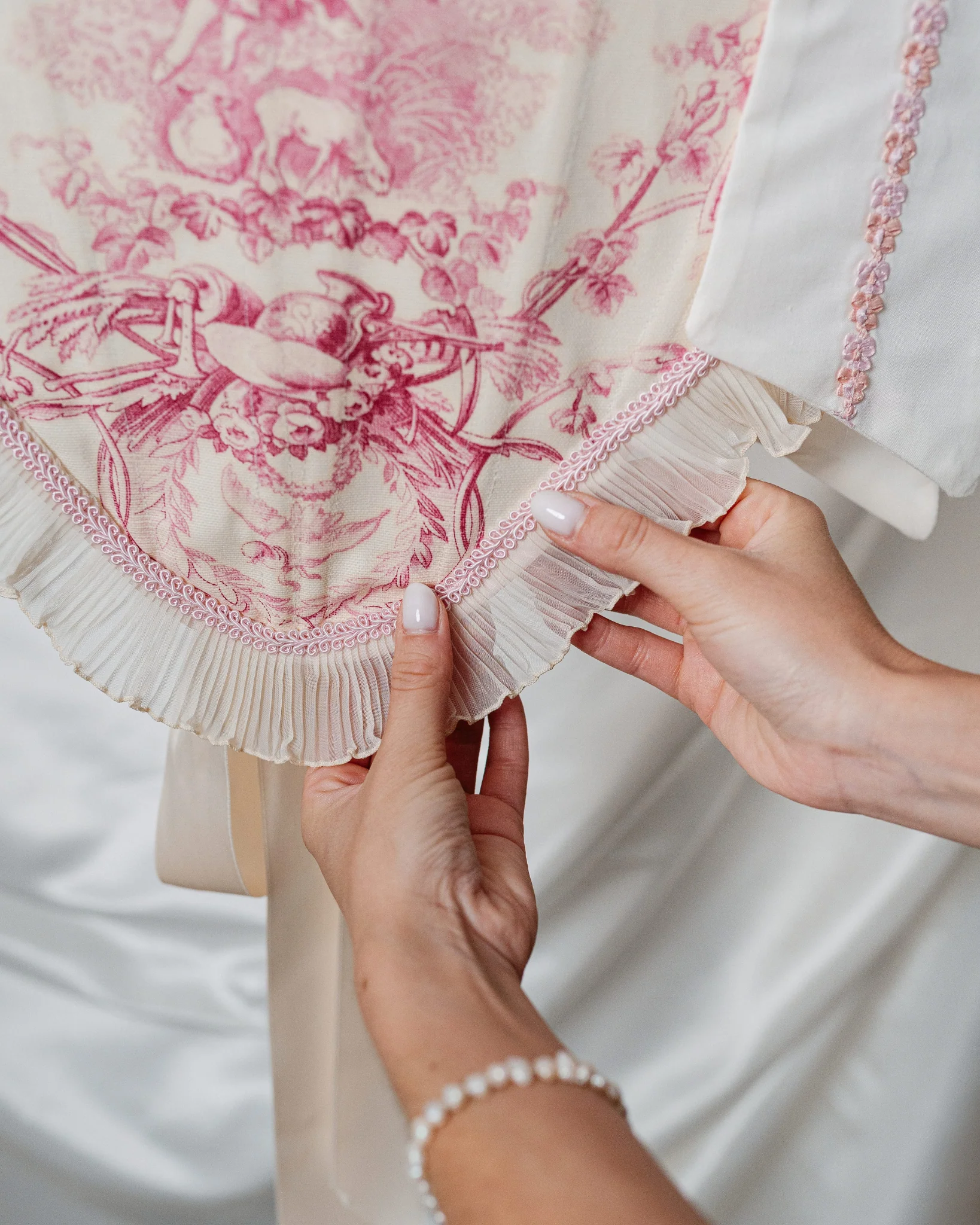 Corset Toile de Jouy – Pink Pleated Ruffle - Image 5