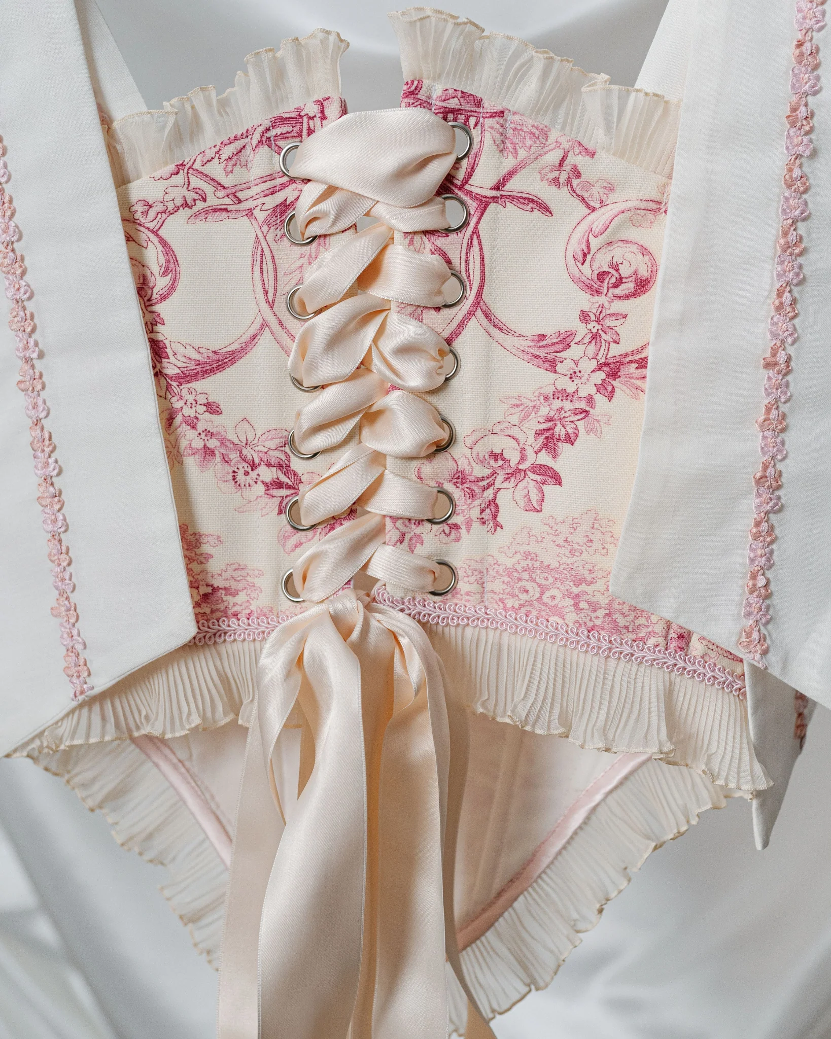 Corset Toile de Jouy – Pink Pleated Ruffle - Image 6