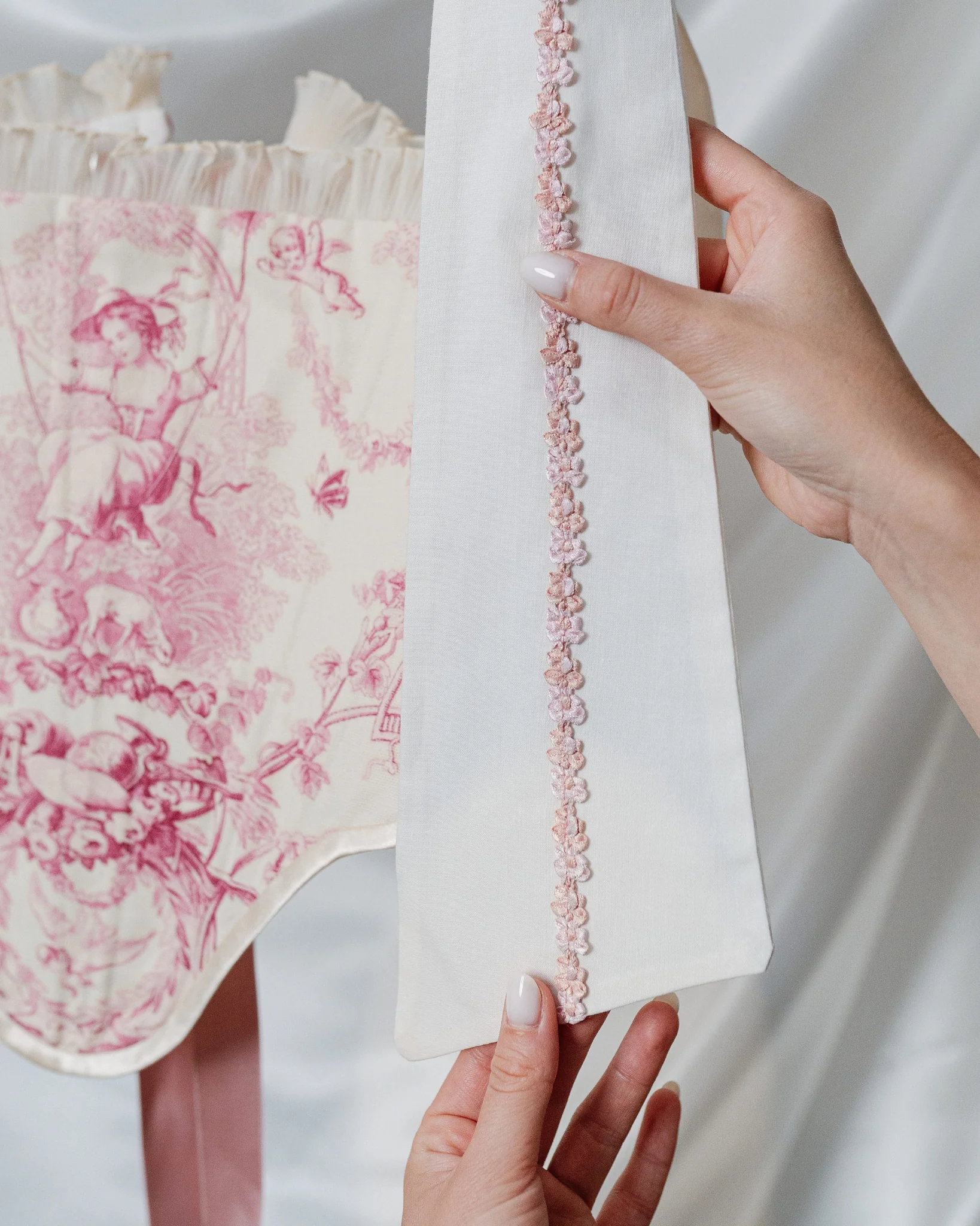Corset Toile de Jouy – Pink Satin Bias - Image 5