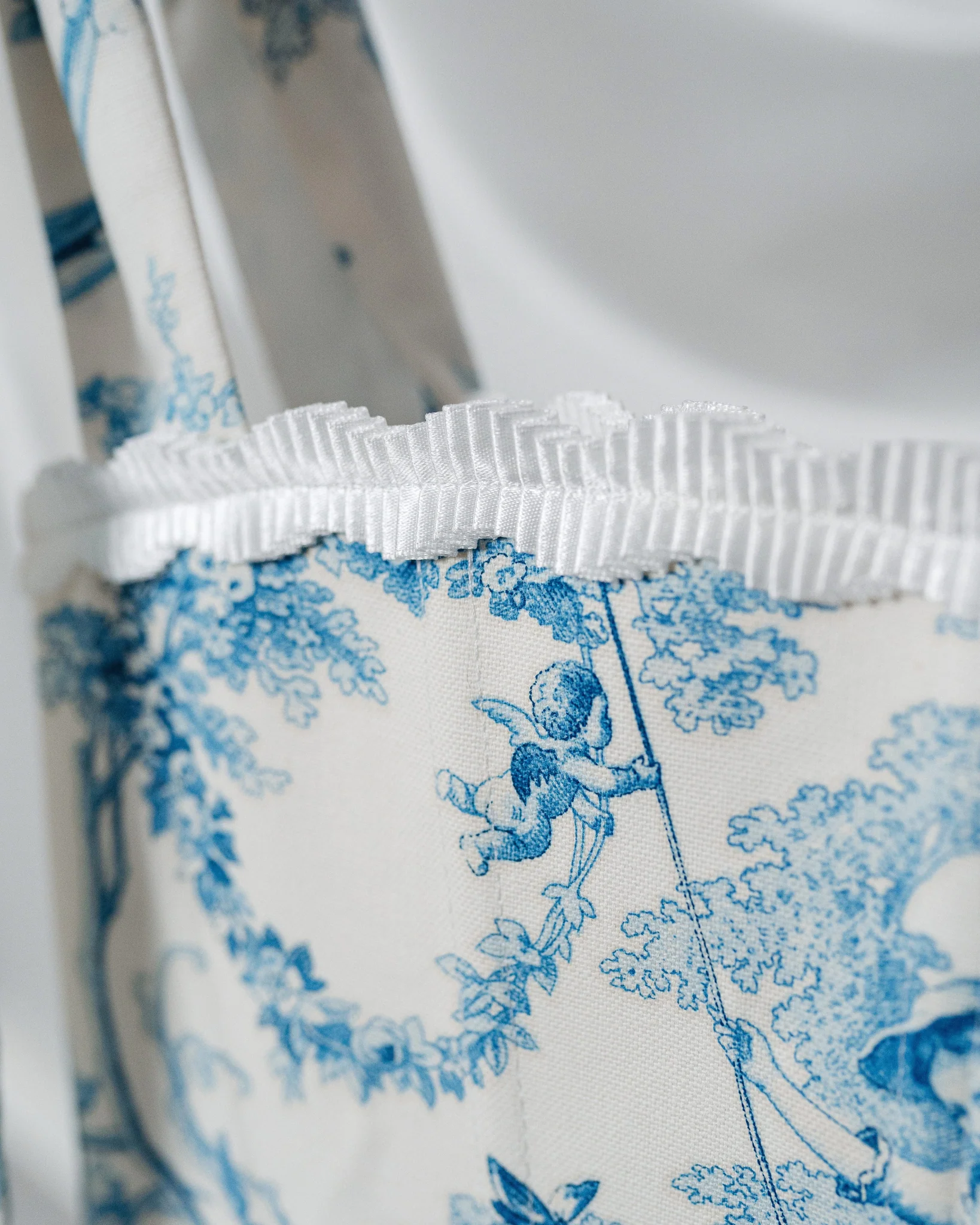 Corset Toile de Jouy – Blue Satin Bias - Image 5