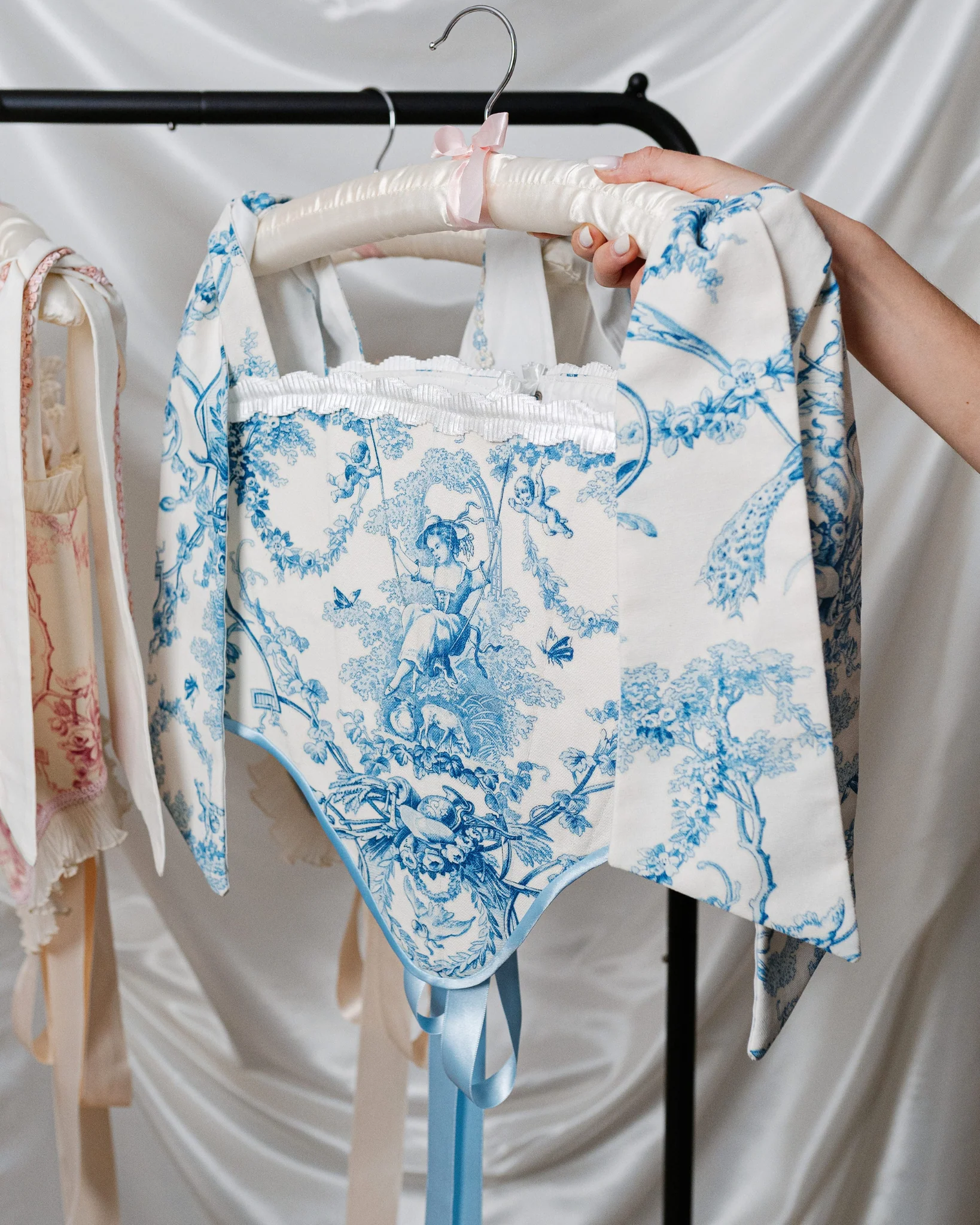 Corset Toile de Jouy – Blue Satin Bias - Image 6