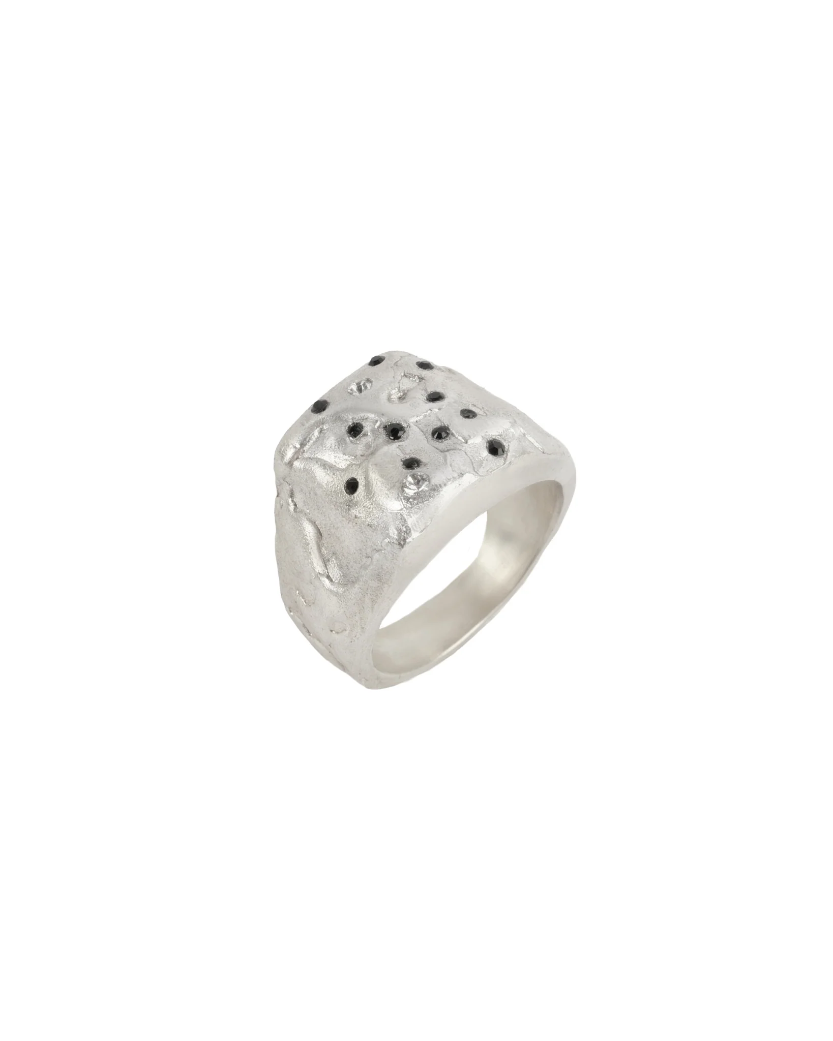 R1SS25 Matte Pinky Ring With Black Swarovski