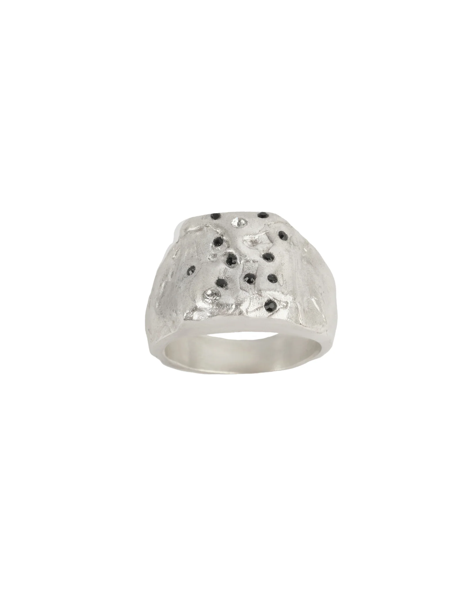 R1SS25 Matte Pinky Ring With Black Swarovski - Image 2