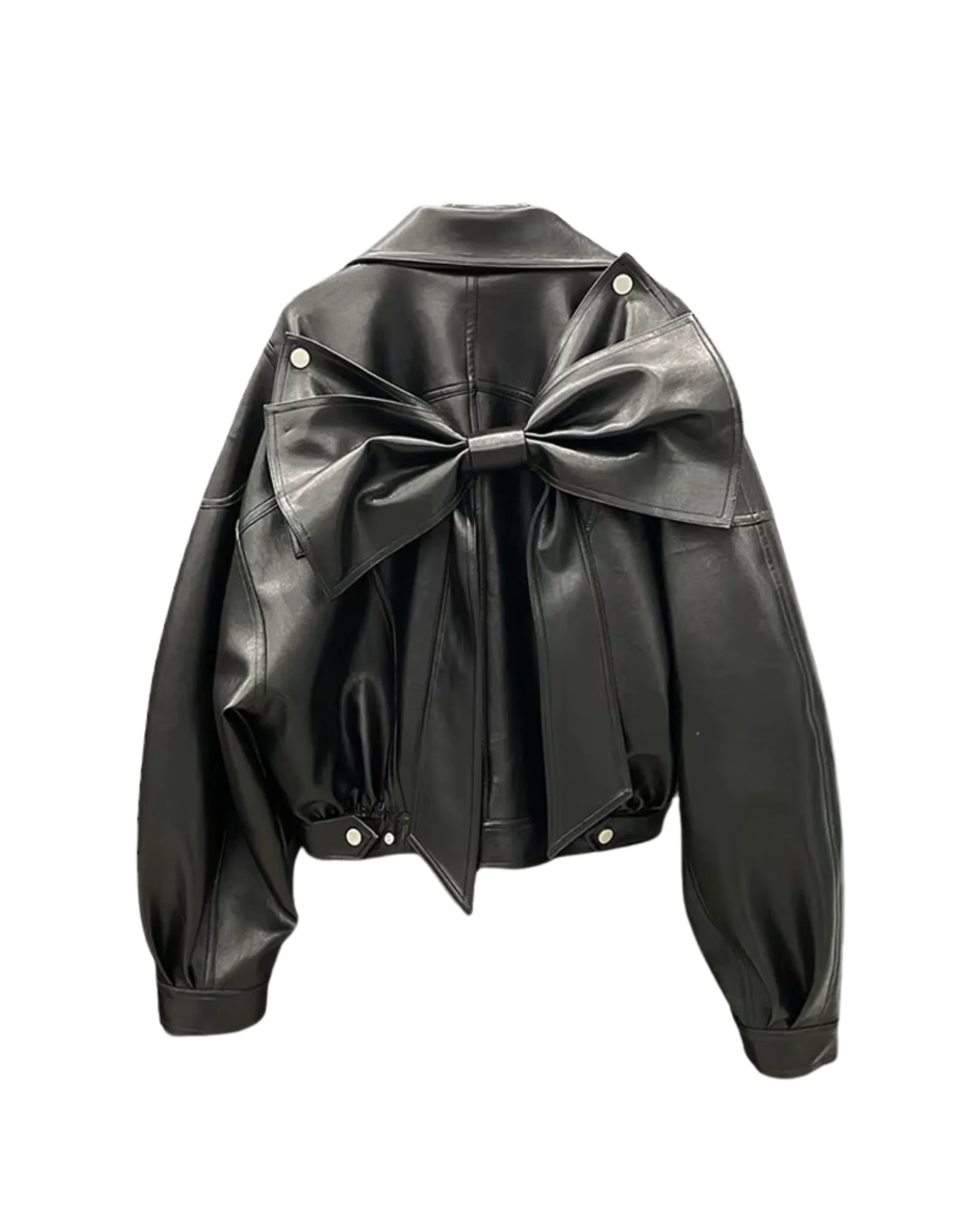 MOONLIGHT Faux Leather Bow Jacket - Image 2