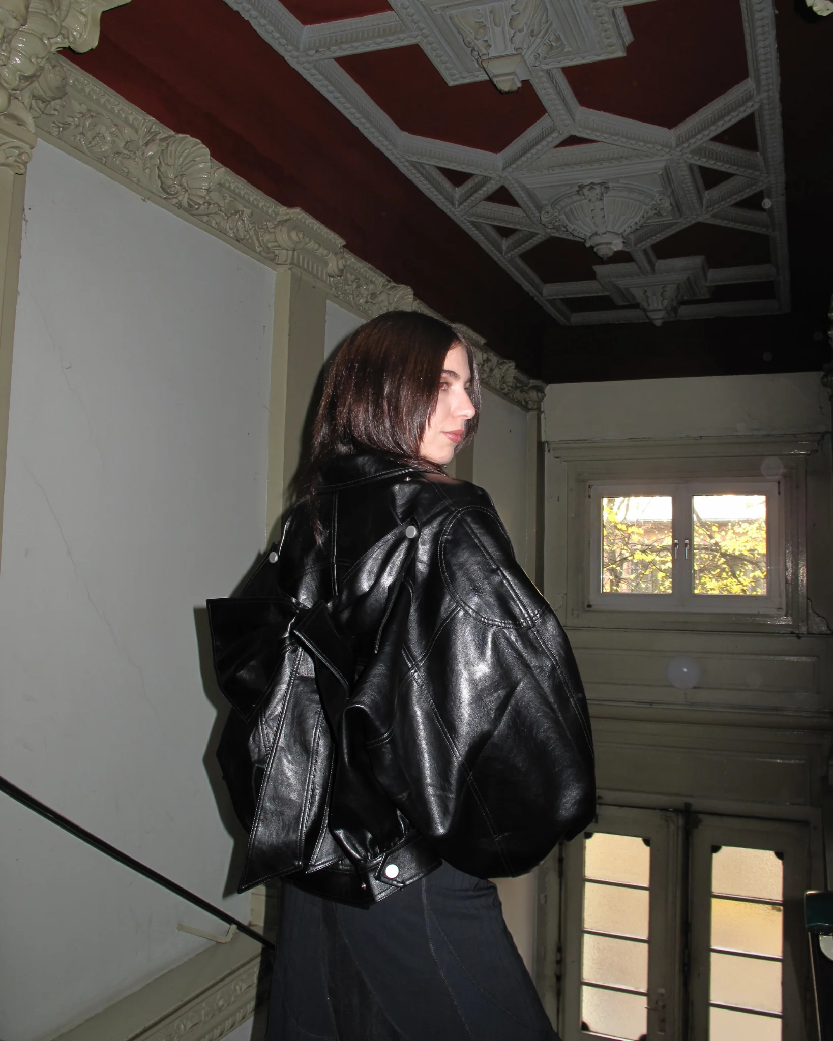 MOONLIGHT Faux Leather Bow Jacket - Image 3