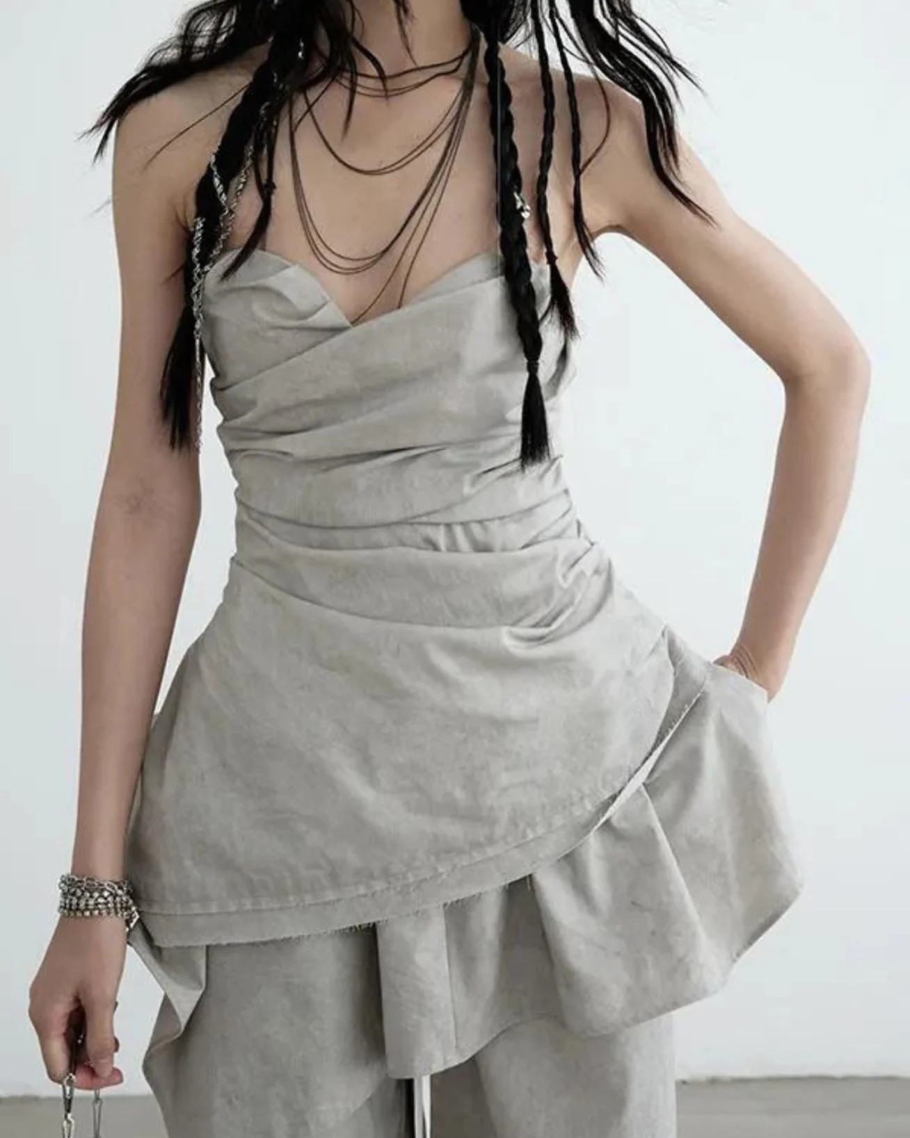 Soft Cement Irregular Tank Top - Image 5
