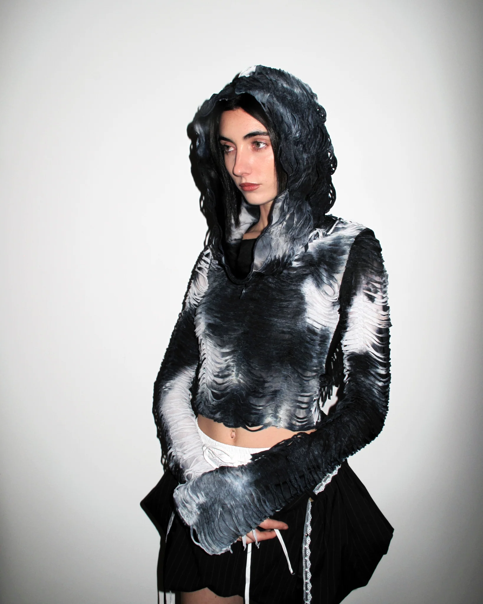 TOM Shredded Tie-Dye Hooded Top