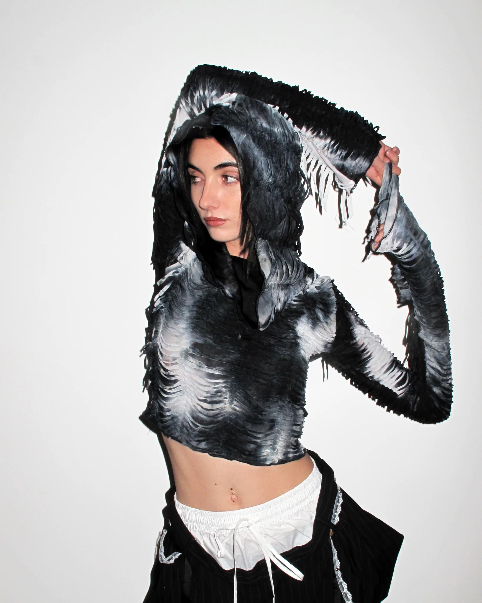 TOM Shredded Tie-Dye Hooded Top - Image 2