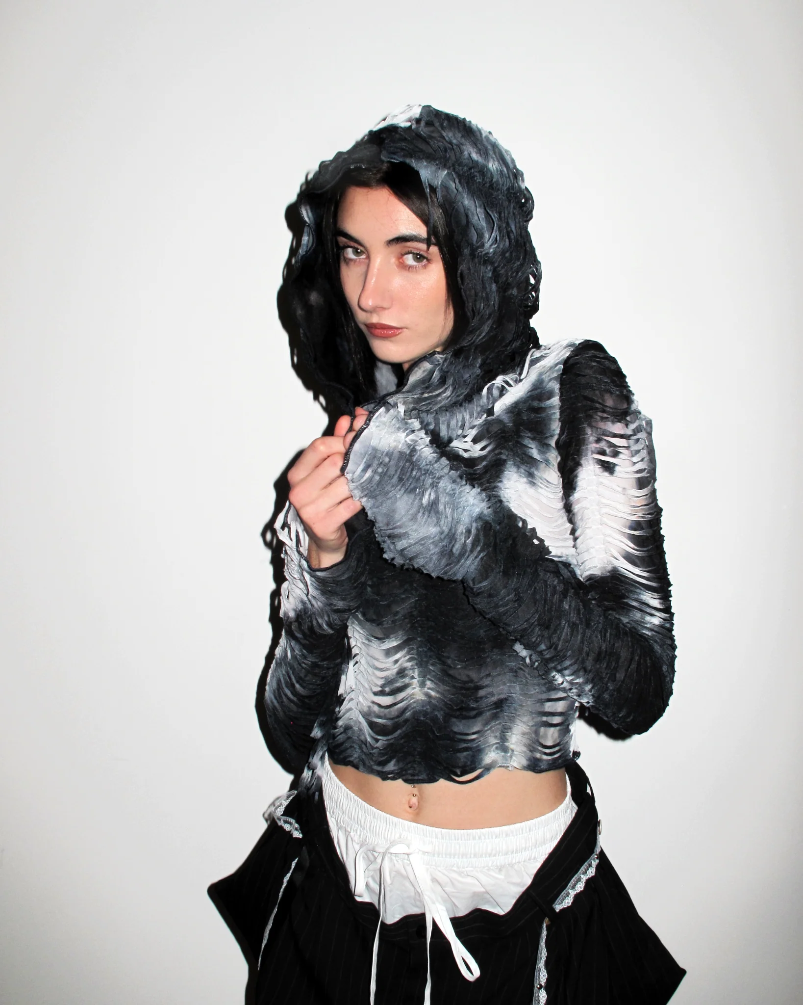 TOM Shredded Tie-Dye Hooded Top - Image 3